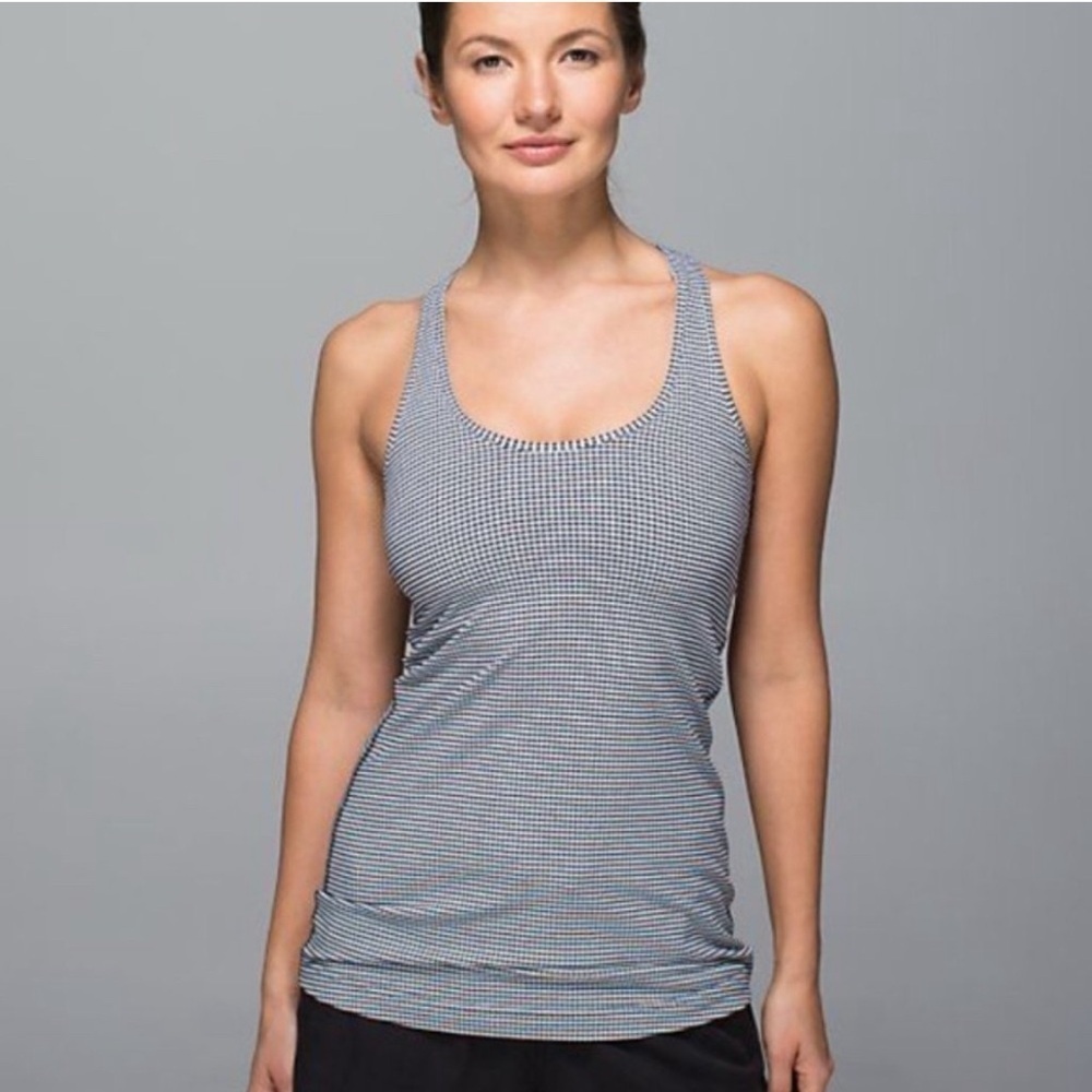 Lululemon Cool Racerback Tank Top Gingham Inkwell
